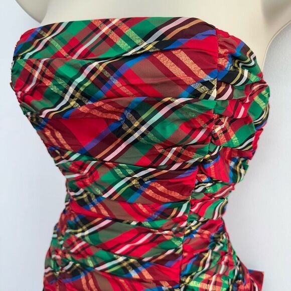 Rimini Saks 5th Avenue 80s Women’s Tartan Plaid Holiday Party Cocktail Dress - Picture 10 of 16